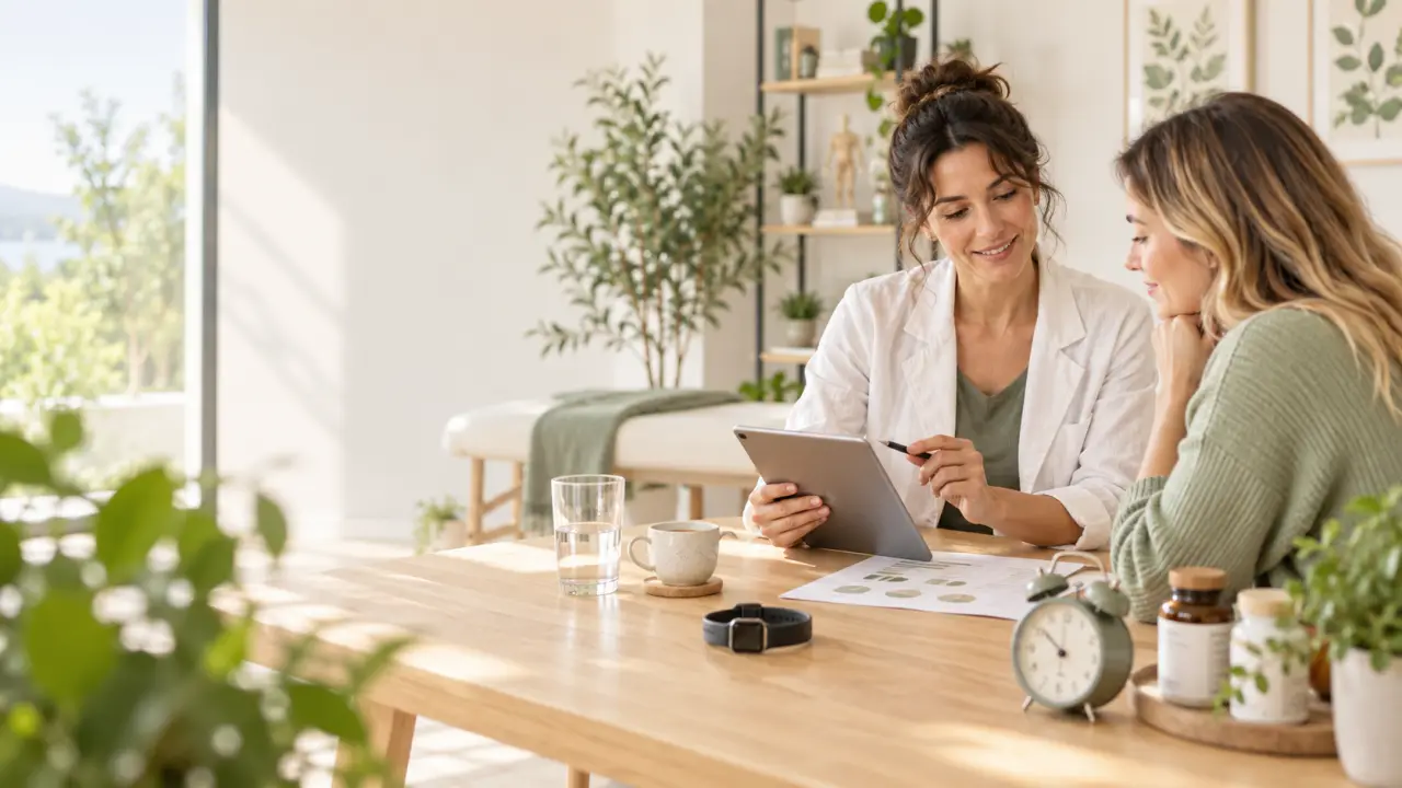 Consultation de naturopathie dans un espace lumineux et naturel